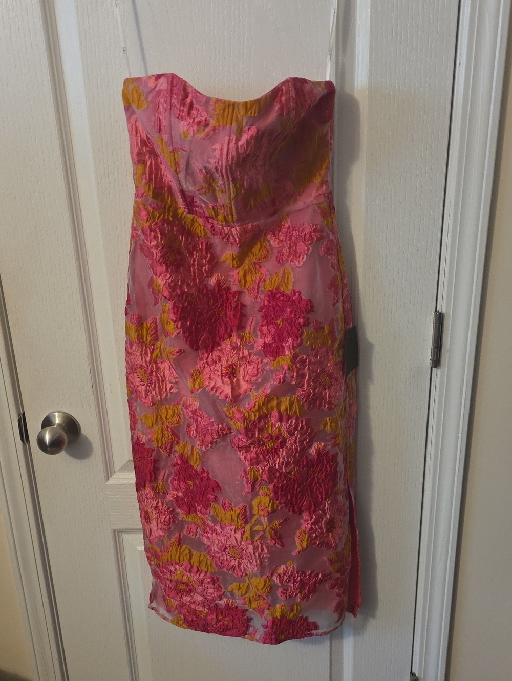 Lulus Strapless Pink Floral Cocktail Dress